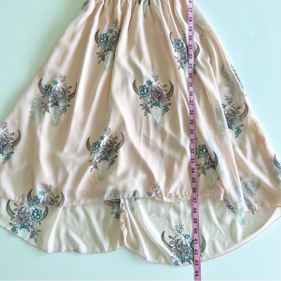 Charlotte Russe Pink Floral Longhorn Skull Midi Dress, Small - Picture 6 of 10
